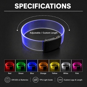 Bracelets LED lumineux en TPU pour concerts, festivals, boîtes de nuit, cadeaux de fête, logo personnalisé, accessoires lumineux pour événements musicaux - Product Image 3