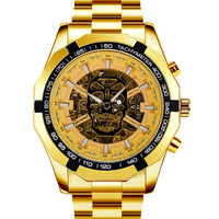 Montre automatique squelette pour homme, cadran crâne, lunette tachymètre, boîtier octogonal, bracelet sport, montre-bracelet de luxe