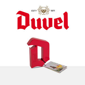 Apribottiglie Duvel a forma di D in lega di zinco, design moderno e resistente, piatto - Product Image 1