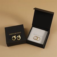 Boîte d'emballage en papier pour bijoux, petite, carrée, à rabat magnétique, imperméable, de qualité supérieure, avec doublure en éponge pour collier et boucles d'oreilles