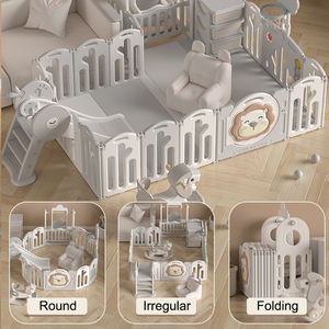 Parc pour bébé pliable, parc pour enfants modulaire, clôture pour bébé en plastique avec porte à verrouillage, aire de jeux intérieure - Product Image 3