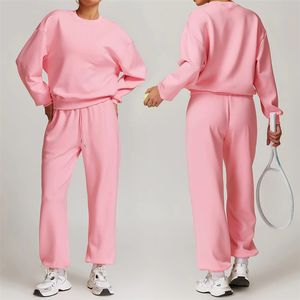 DTZ8952-1 秋冬 無地 丸首 プルオーバー パンツ カジュアル 長袖 スウェットシャツ おしゃれ レディース スーツ - Product Image 1