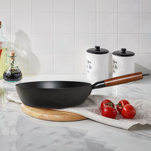 Vente En Gros 28 cm 1,3mm D'épaisseur En Acier Au Carbone Nitruré Wok Sans PFOA Pré-assemblé Poele Wok - Product Image 3