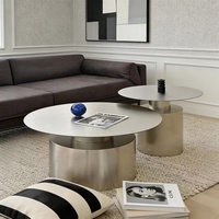 Table basse moderne en acier inoxydable sans peinture, durable, pour salon, combinaison de meubles de luxe légers pour la maison, table à thé