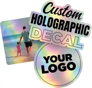 Autocollants en vinyle époxy holographique 3d personnalisés pour cadeau d'anniversaire avec logo d'entreprise