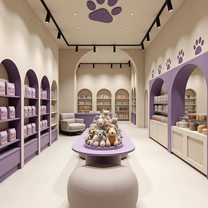 Exhibición <span class=keywords><strong>de</strong></span> Productos Suplementarios en Niveles con Iluminación <span class=keywords><strong>de</strong></span> Riel para Tiendas Minoristas <span class=keywords><strong>de</strong></span> Estilo Boutique Creativo con Temática <span class=keywords><strong>de</strong></span> Mascotas, Estilo Suave y Delicado - Product Image 3