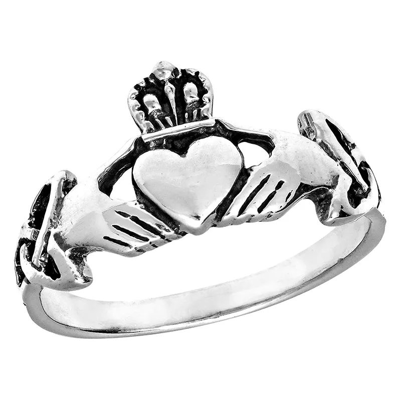 ไอริชเซลติกสเตอร์ลิงเงิน Claddagh แหวนเครื่องประดับ