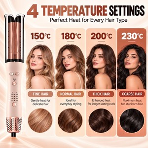 <span class=keywords><strong>Fer</strong></span> à <span class=keywords><strong>boucler</strong></span> automatique à air froid, cordon rotatif à 360°, 4 réglages de température, indicateurs LED, maintien toute la journée, chauffage PTC, anti-brûlure, qualité salon - Product Image 6