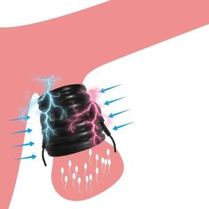 TPE mainan seks pengekang cincin zakar elektrik pria stimulasi ejakulasi Delay penguncian untuk BDSM - Product Image 5