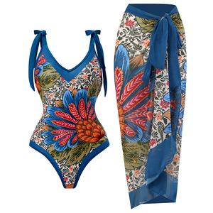 Traje de Baño de Una Pieza Estampado con Espalda Descubierta, Sexy y en Oferta, Conjunto de Falda con Cordones de Dos Piezas para Mujer - Product Image 3