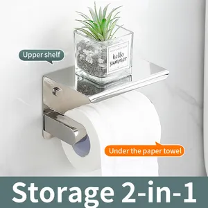 Wall Mount Toilet Paper Holder With Shelf Toilet Paper Roll Dispenser Kitchen Paper Roll Holder