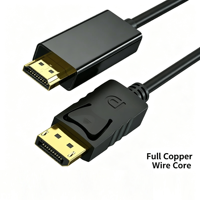 Câble DP mâle plaqué or haute vitesse 6 pieds (1,8 m) pour HDTV mâle, 4K 60Hz 1080P, pour connexion TV, moniteur, projecteur
