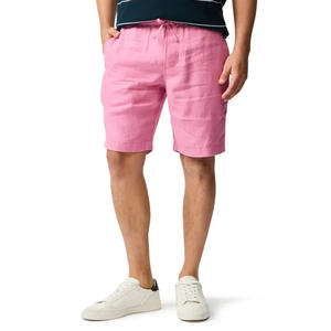 Shorts en lin mélangé léger de qualité supérieure pour hommes, avec taille élastique, idéal pour la plage, les voyages, les activités de plein air et le port quotidien - Product Image 3