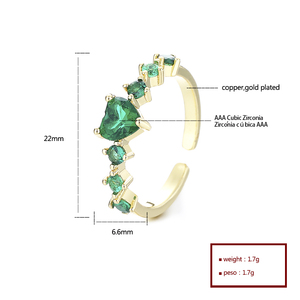 Anillo de Joyería y Bisutería en Latón de Aleación de Cobre Chapado en Oro con Circón Verde para Mujer, Anillos de Moda al <span class=keywords><strong>por</strong></span> <span class=keywords><strong>Mayor</strong></span> Bañados en Oro Laminado de 18K - Product Image 6