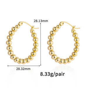 Bijoux minimalistes tendance, boucles d'oreilles géométriques épaisses, imperméables, perles, vente en gros, laiton plaqué or 18 carats - Product Image 4