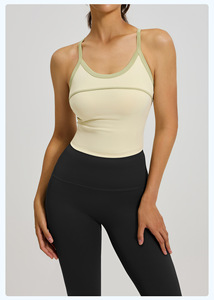 Ensemble de yoga 2 pièces pour femme : débardeur dos nageur à col rond et leggings taille haute avec bordure contrastante, couleur unie, respirant, tenue de sport - Product Image 2