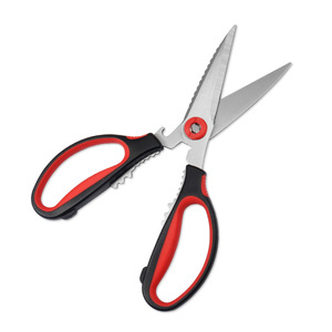 <b>Kitchen</b> <b>Scissors</b> Stainless Steel Black And Red Straight Head For Home Use Multi Purpose Cutting Tool - Product Image 1