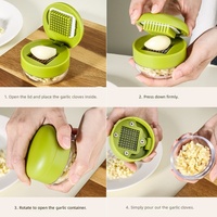 Mini hachoir à ail manuel, lame en acier inoxydable, boîte de rangement en plastique PP, presse-ail portable, écraseur, cuisine, durable