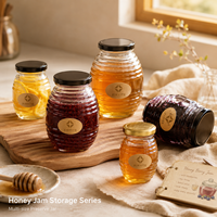 Pot de conservation en verre à rayures horizontales transparentes avec couvercle à vis en métal noir, récipient de cuisine hermétique pour miel, confiture, épices, aliments secs
