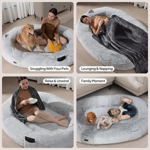 WOZOKE Cuccia Gigante per Cani a Grandezza Naturale per Adulti e Animali Domestici 74x50x12 Pollici, in Memory Foam Antidolorifico, Pelliccia Sintetica, Forma Ovale, Antiscivolo - Product Image 6
