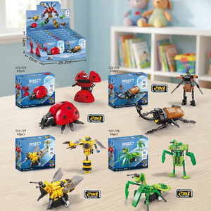 Samlok SL351299 Model Preschool STEM ABS 50 PCS Educational 4 Butterfly Beetle Bee Block Brick Construction Toy Modern Buildings - Product Image 3