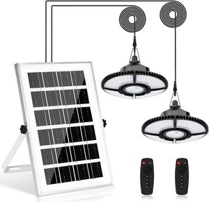 Lampe solaire IP65 pour abri de jardin, suspension solaire intérieure/extérieure, 228/180 LED, 1000LM, 5 modes avec télécommande pour grange, gazebo, garage - Product Image 2