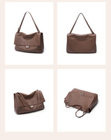 Nouveau sac bandoulière en cuir de vachette pleine fleur de haute qualité, design à fermoir rabattable tendance, sac à l'épaule grande capacité, sac fourre-tout simple