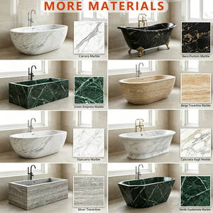 Baignoire autoportante en marbre blanc naturel, sculptée à la main, ovale, en pierre, pour bain à l'ancienne, baignoire moderne pour hôtel, villa, décoration - Product Image 4