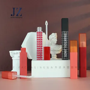 Jinze dudak parlatıcısı tüp 3.5/4ml özel tasarım kare boş dudak parlatıcısı tüpleri fırça ile