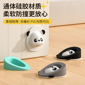 Butoir de porte mural en silicone anti-collision, motif ours et chat, pour la maison et la salle de bain, gris, noir, vert - Product Image 1