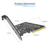 Kartu Ekspansi PCIe X8 ke 2-Port OCuLink SFF-8612, Ekspansi Bifurkasi PCI-E untuk EGPU/NVMe/U.2 SSD, Adaptor Ekspansi Server