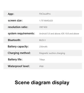 2024 AMOLED công suất thấp chip theo dõi sức khỏe theo dõi giấc ngủ huyết áp tập thể dục nhịp tim HD12 IP68 Đồng hồ thông minh chống nước - Product Image 6