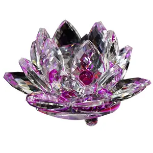 Honor Of Crystal Wedding Artificial Quartz Crystal Glass Lotus Flower Crystal Flower Ornaments