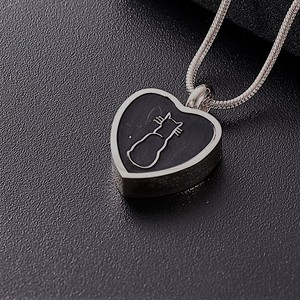 BIGGER ASHES CHAMBER Collar de acero inoxidable con colgante de corazón de gato esmaltado para cenizas, recuerdo funerario, regalo, joyería de recuerdo - Product Image 5