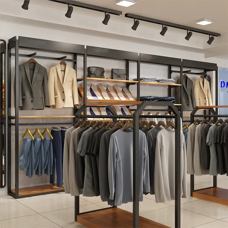 High-End Kledingwinkel Winkel Fittingen En Displays Kleding Display Planken Voor Winkel Kleding Display Rek