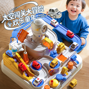 Space Adventure Toy Car Set With <b>Slide</b> And Track For Kids 4-6 Years Old Unisex Play Structure - Product Image 2