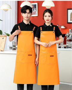 Unisex Waterproof Twill Work <b>Apron</b> PU Leather Construction Resists Stains From <b>Kitchen</b> Grease Liquids & Suds - Product Image 2
