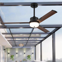 Ventilador de Techo Moderno Decorativo de 5 Aspas con Motor DC, 7 Velocidades, Luz LED Regulable AC/DC de 35W/15W, Control Remoto, Silencioso, de Plástico