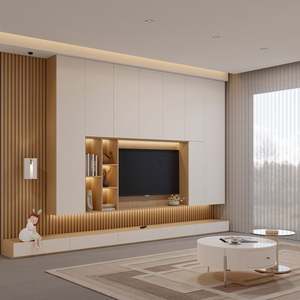 Trendy Modern LED TV Stand Space-Saving MDF <b>Wooden</b> <b>Cabinet</b> for Living Room Bedroom or Small Apartment for Hotels - Product Image 2