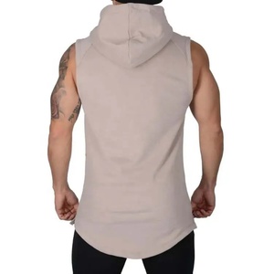 Wholesale Custom <b>Men's</b> Workout <b>Sleeveless</b> Sportswear Singlets Tank Top Muscle Fitness Lightweight Half Zip up <b>Hoodies</b> for <b>Men</b> - Product Image 3