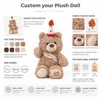 Peluche personnalisée en usine avec bordure en dentelle, poupée en peluche, animaux en peluche personnalisés, tissu polaire bouclé, coton PP écologique, en gros