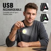 Logo OEM Aluminium Portabel Edc Senter Mini COB Gantungan Kunci USB Isi Ulang Tahan Air untuk Darurat Berkemah dengan Carabiner