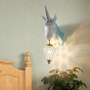Appliques murales nordiques décoratives enfant chambre <span class=keywords><strong>dessin</strong></span> animé Motif licornes lanterne mignon rose couleur <span class=keywords><strong>dessin</strong></span> appliques murales - Product Image 4