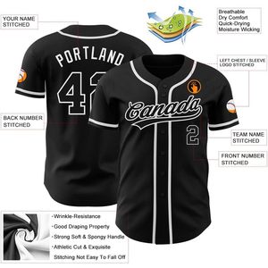 Custom Black White Baseball Jersey Button <b>Down</b> Personalized Sports Uniform Polyester Unisex Regular Fit Breathable - Product Image 2