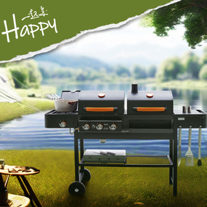 Griglia <span class=keywords><strong>BBQ</strong></span> Moderna a Gas e Carbone per Esterni, Grande Stile Americano in <span class=keywords><strong>Ghisa</strong></span> con 4 Bruciatori, Facile da Assemblare, con Sistema di Sicurezza per la Deaerazione - Product Image 6