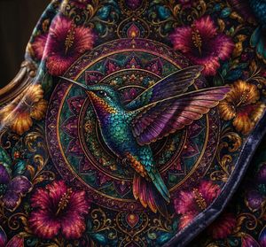 Tela de tapicería contemporánea con diseño de mandala y colibrí, por yarda, textil premium con patrón de aves ornamentales para sofá y silla - Product Image 4