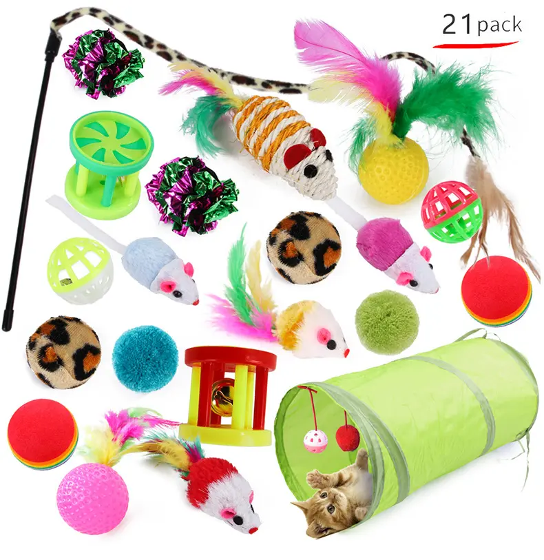 Produttore commercio all'ingrosso di interattiva mouse tunnel peluche palla campana giocattoli del gatto 21 packs