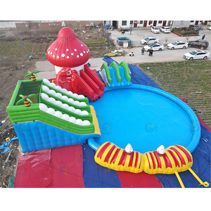 <span class=keywords><strong>Parc</strong></span> aquatique gonflable avec toboggans, pays <span class=keywords><strong>des</strong></span> <span class=keywords><strong>merveilles</strong></span> aquatiques avec champignon rouge en pièce maîtresse pour les événements de forêt magique - Product Image 3