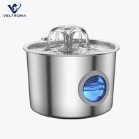 Bebedero para Mascotas de Acero Inoxidable con Ventana LED, Flujo en Espiral, Dispensador Automático con Circulación para Perros y Gatos