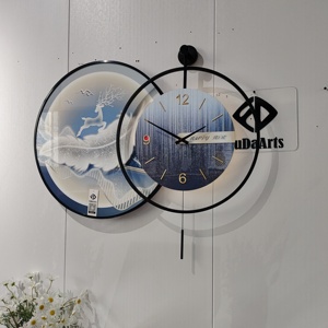 นาฬิกาแขวนผนังแบบเงียบ ขนาด 60+50 ซม. รุ่น S2 พร้อมลูกตุ้ม <span class=keywords><strong>ราคา</strong></span>โรงงาน โครงอะลูมิเนียมอัลลอยด์  ตกแต่งด้วยคริสตัล เคลือบเงาสูง ปรับแต่งได้ - Product Image 6